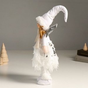 Кукла интерьерная "Ангелочек в белом с пайетками, серебристые крылья" 40 см