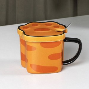 Кружка керамическая «Лапа тигра», 350 мл, цвет оранжевый