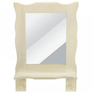 Зеркало в деревянной раме "Ретро" 68х43х9см, 2 крючка, настенное крепление, не крашеное, липа (Россия)