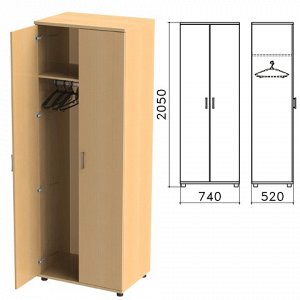 Шкаф для одежды "Монолит" (ш740*г520*в2050 мм), цвет бук, ШМ