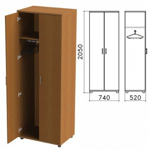 Шкаф для одежды "Монолит" (ш740*г520*в2050 мм), цвет орех, Ш