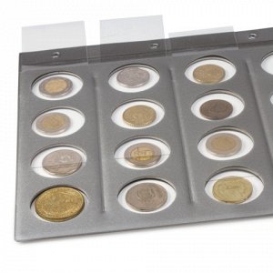 Планшет-вкладыш А4 на  20 монет, ПВХ, с перфорацией, с карто