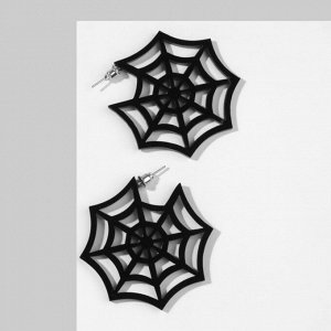 Серьги акрил "Хэллоуин" паутины, цвет чёрный в серебре