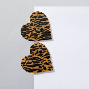 Серьги акрил «Сердце» тигр, цвет чёрно-оранжевый