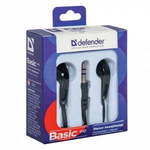 Наушники DEFENDER Basic 610, проводные, 1,1 м, стерео, вклад