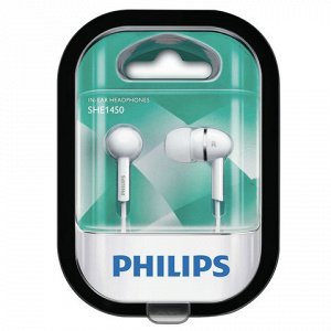 Наушники PHILIPS SHE1450WT/51, проводные, 1,2м, стерео, вкладыши, белые