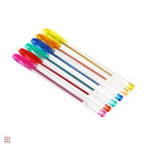 Набор ручек гелевых 6 цветов с глиттером, "Геликовые ручки", 0,7мм, в  пенале с подвесом