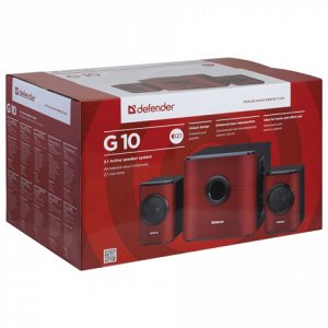 Колонки компьютерные DEFENDER G10, 2.1, 2х7,5Вт, 1х15Вт,  де