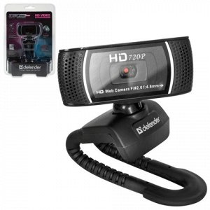 Веб-камера DEFENDER G-lens 2597 HD720p,2Мп,микрофон,USB2.0,автофокус,автослеж,рег.креп.,черн., 63197
