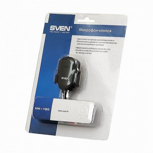 Микрофон-клипса SVEN MK-150, кабель 1,8 м., 58 дБ, пластик, черный, SV-0430150