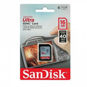 Карта памяти SDHC 16GB SANDISK Ultra, UHS-I U1, 48 Мб/сек (c