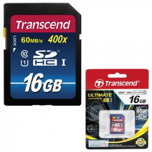 Карта памяти SDHC 16GB TRANSCEND Premium 400x, UHS-I U1, 60