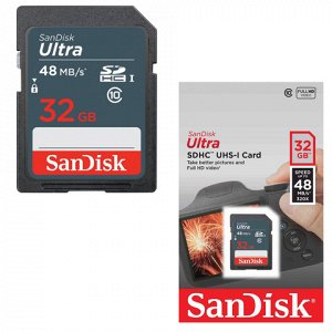 Карта памяти SDHC 32GB SANDISK Ultra, UHS-I U1, 48 Мб/сек (c