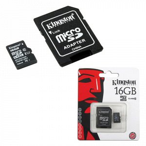 Карта памяти microSDHC 16GB KINGSTON, UHS-I U1, 45 Мб/сек (c