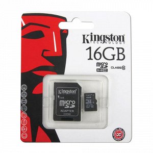 Карта памяти microSDHC 16GB KINGSTON, UHS-I U1, 45 Мб/сек (c