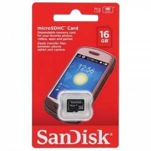 Карта памяти microSDHC 16GB SANDISK, 4 Мб/сек (class 4), SDS