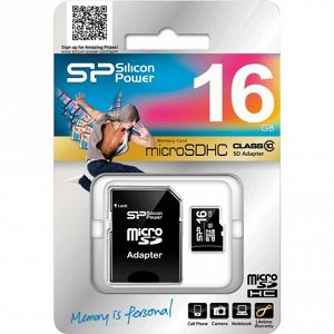 Карта памяти microSDHC 16GB SILICON POWER, 10 Мб/сек (class