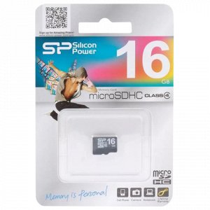 Карта памяти microSDHC 16GB SILICON POWER, 4 Мб/сек (class 4