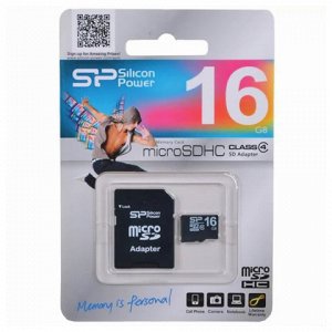 Карта памяти microSDHC 16GB SILICON POWER, 4 Мб/сек (class 4