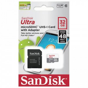 Карта памяти microSDHC 32GB SANDISK Ultra UHS-I U1, 48 Мб/се