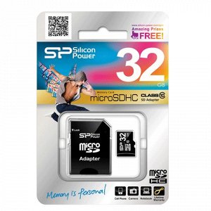 Карта памяти microSDHC 32GB SILICON POWER, 10 Мб/сек (class