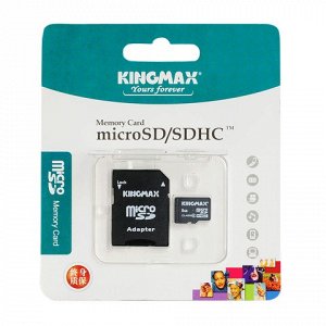 Карта памяти microSDHC 8GB KINGMAX, 10 Мб/сек (class 10), с