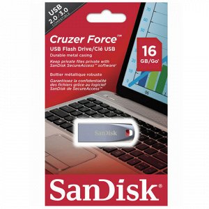 Флэш-диск 16GB SANDISK Cruzer Force USB 2.0, серебристый, SD