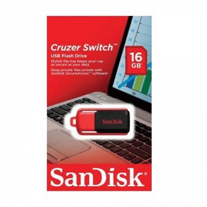 Флэш-диск 16GB SANDISK Cruzer Switch USB 2.0, черно-красный,