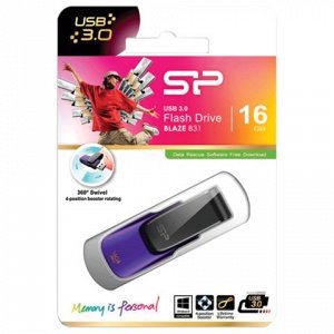 Флэш-диск 16GB SILICON POWER Blaze B31 USB 3.1, фиолетовый,