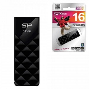 Флэш-диск 16GB SILICON POWER Ultima U03 USB 2.0, черный, SP0