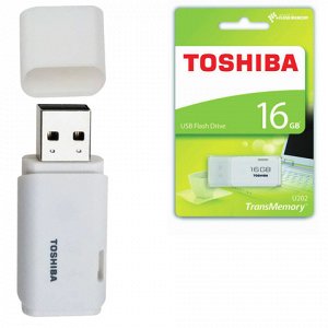 Флэш-диск 16GB TOSHIBA U202 USB 2.0, белый, THN-U202W0160E4