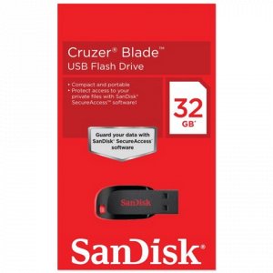 Флэш-диск 32GB SANDISK Cruzer Blade USB 2.0, черно-красный,