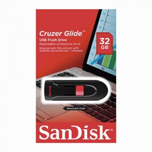 Флэш-диск 32GB SANDISK Cruzer Glide USB 2.0, черный, SDCZ60-