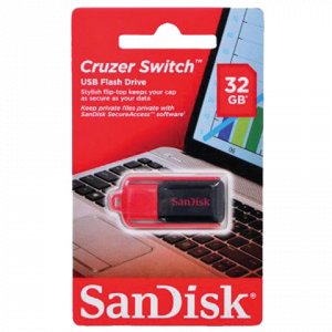 Флэш-диск 32GB SANDISK Cruzer Switch USB 2.0, черно-красный,