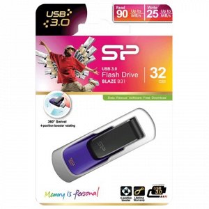 Флэш-диск 32GB SILICON POWER Blaze B31 USB 3.1, фиолетовый,