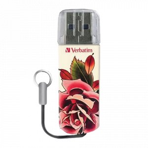 Флэш-диск 32GB VERBATIM Tattoo USB 2.0, Роза, 49896