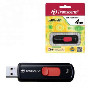 Флэш-диск 4GB TRANSCEND JetFlash 500 USB 2.0, черный, TS4GJF