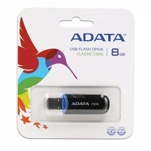 Флэш-диск 8GB A-DATA C906 USB 2.0, черный, AC906-8G-RBK