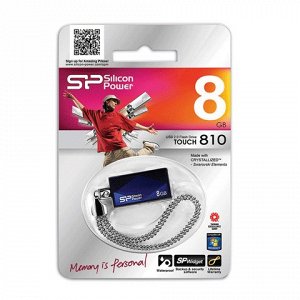 Флэш-диск 8GB SILICON POWER Touch 810 USB 2.0, синий, SP008G