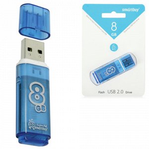 Флэш-диск 8GB SMARTBUY Glossy USB 2.0, синий, SB8GBGS-B
