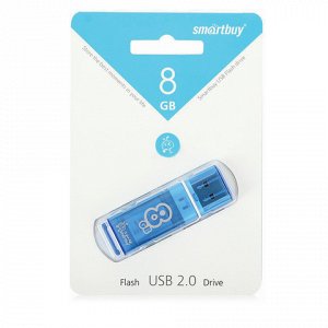 Флэш-диск 8GB SMARTBUY Glossy USB 2.0, синий, SB8GBGS-B