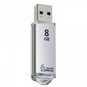 Флэш-диск 8GB SMARTBUY V-Cut USB 2.0 серебристый, SB8GBVC-S