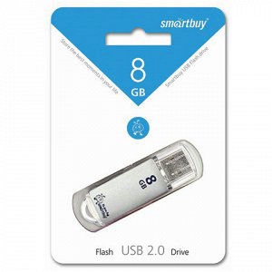 Флэш-диск 8GB SMARTBUY V-Cut USB 2.0 серебристый, SB8GBVC-S