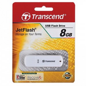 Флэш-диск 8GB TRANSCEND JetFlash 370 USB 2.0, белый, TS8GJF3