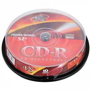 Диски CD-R VS 700Mb 52x 10шт Cake Box VSCDRCB1001 (ш/к - 200