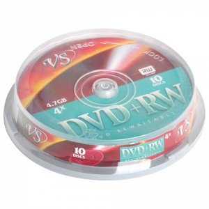 Диски DVD+RW VS 4,7 Gb 4x 10шт Cake Box VSDVDPRWCB1001 (ш/к