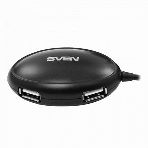 Хаб SVEN HB-401, USB 2.0, 4 порта, кабель 1,2 м., черный, SV