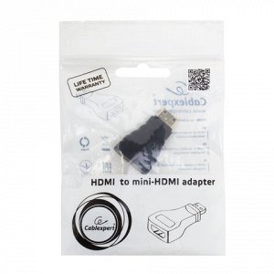 Переходник HDMI-miniHDMI CABLEXPERT, F-M, черный, A-HDMI-FC