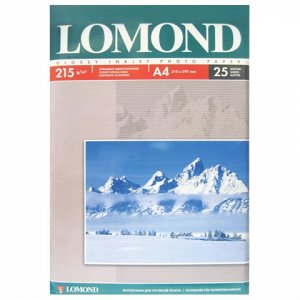 Фотобумага LOMOND д/струйной печати, А4, 215 г/м2, 25 л., од