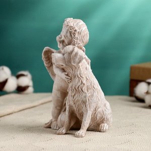 Фигура "Ангелочек с собакой" под камень, 12х10х17см